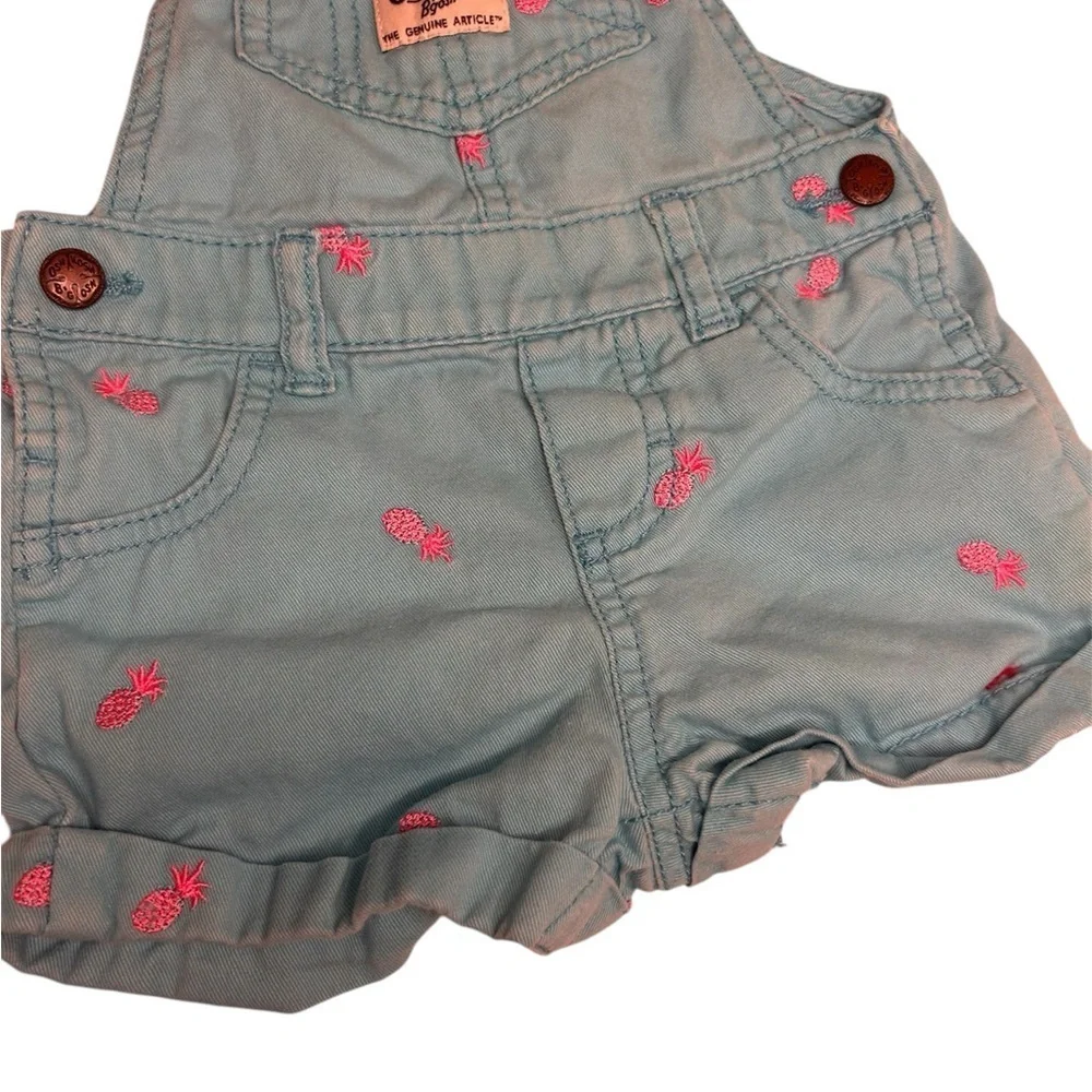 OshKosh B'gosh Kids Blue Overalls with Pink pineapples, size 12 months